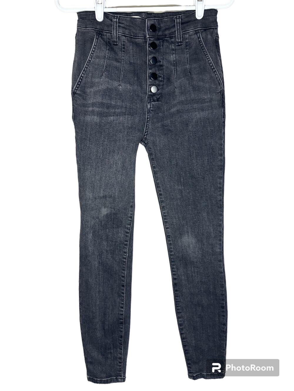 Pilcro&The Letterpress Anthropologie High Rise Skinny Buttonfly Black Jeans| 27